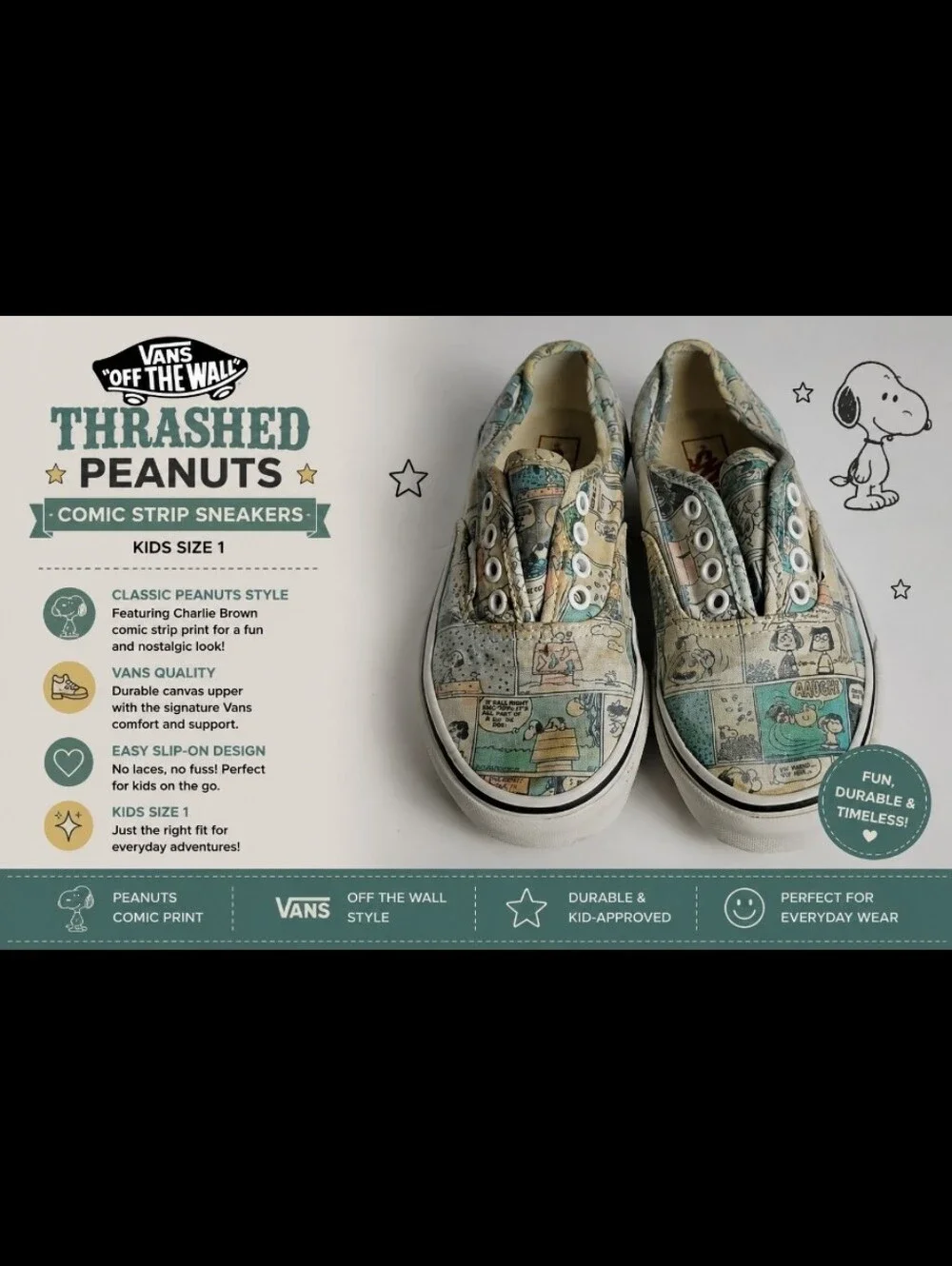 VANS Thrashed Peanut Comic Strip Charlie Brown kids 1